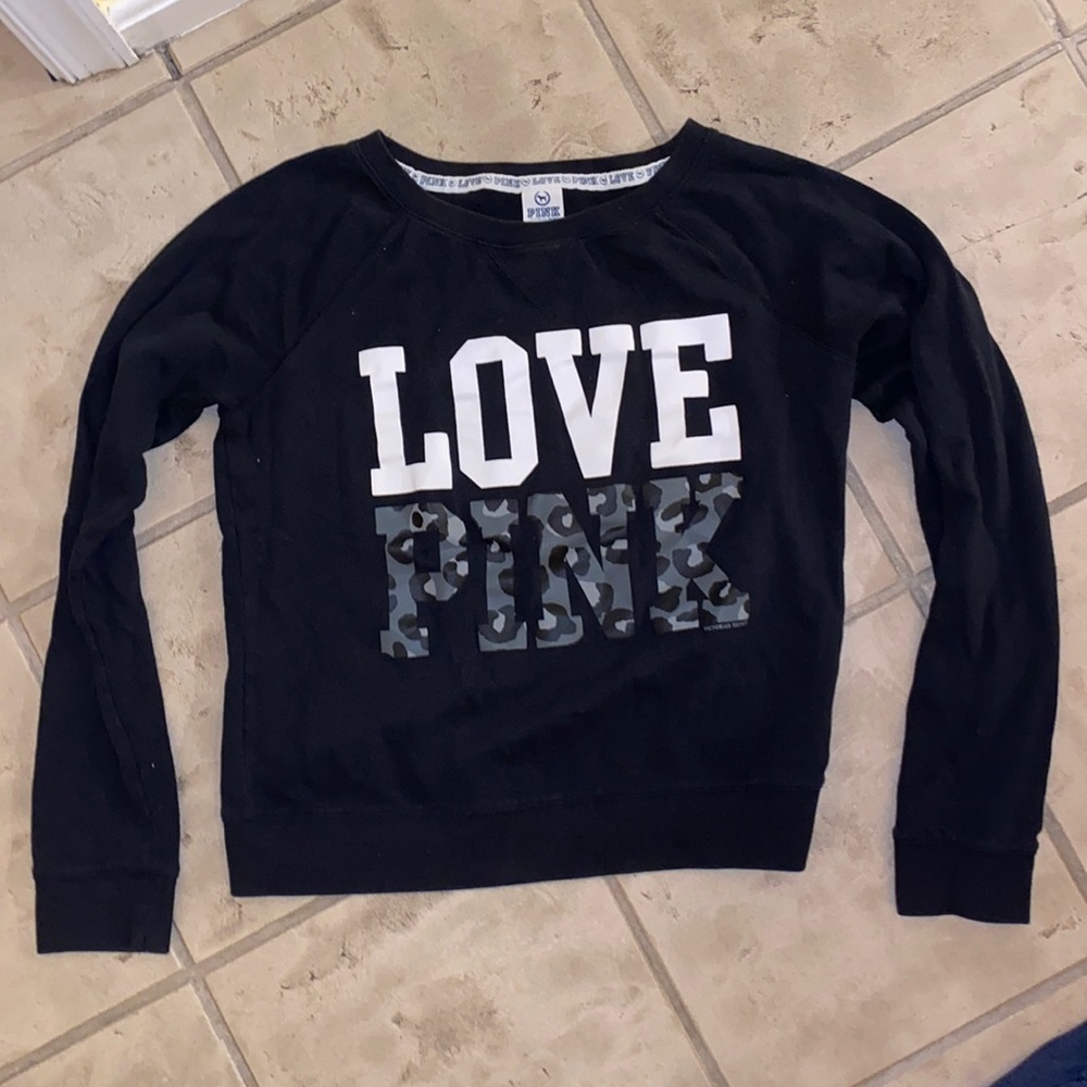 Victorias secret black cheetah love pink sweater